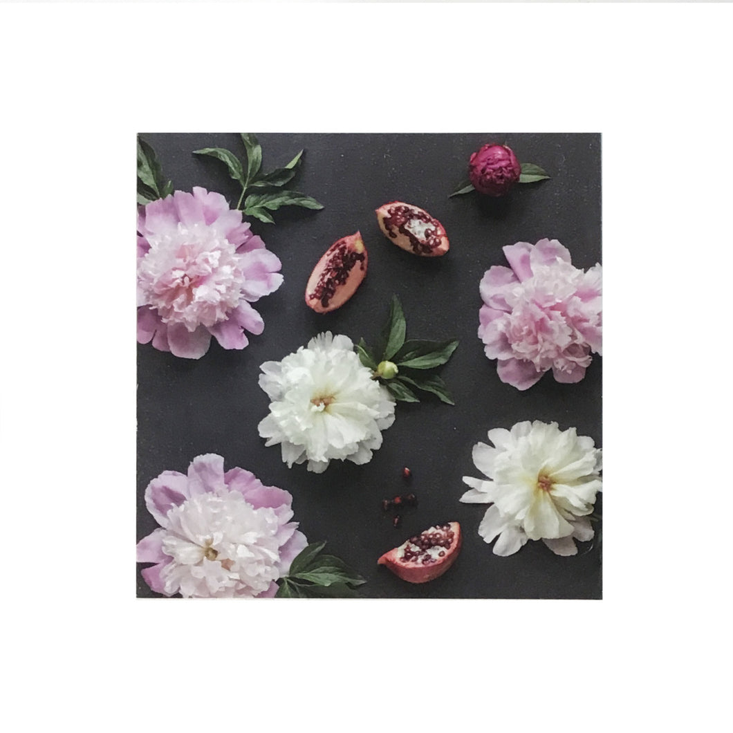 Mini Card, Peonies & Pomegranate