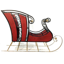 Load image into Gallery viewer, Red Metal &amp; Wood Sleigh, 38in
