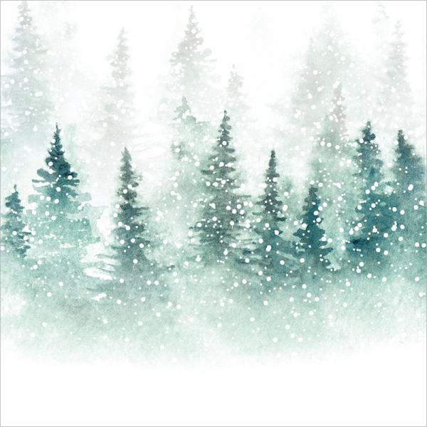 Green Trees on White Snow Lunch Napkins