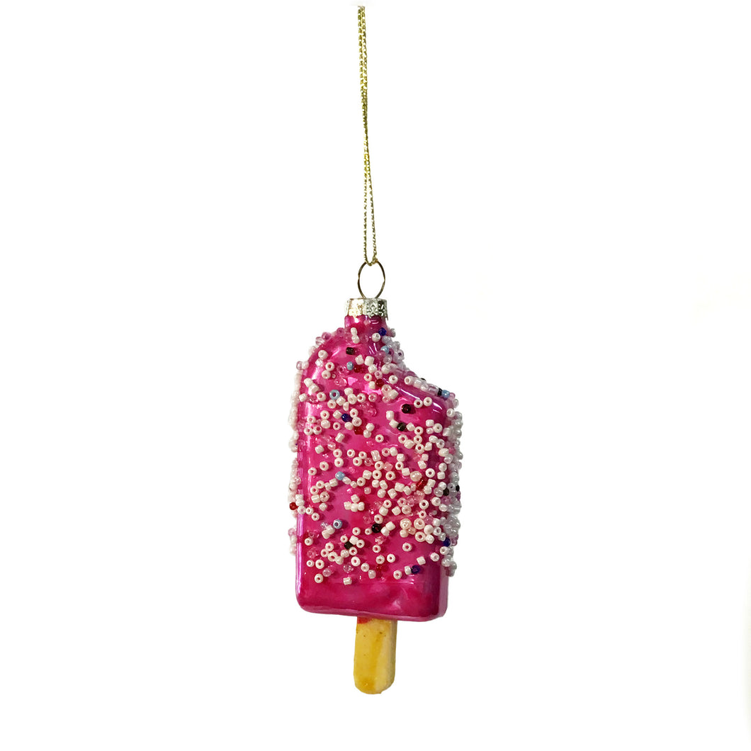 Pink Popsicle with Glitter Ornament