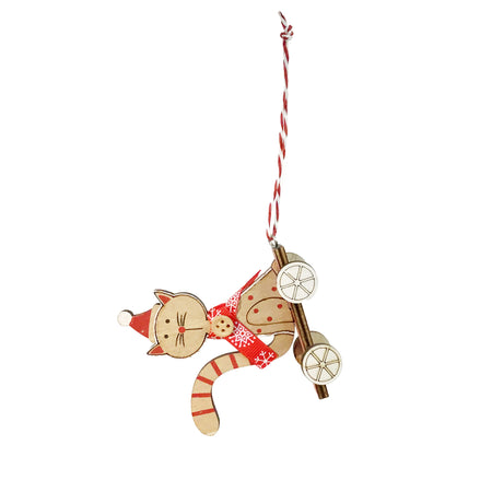 Cat on Wheels Ornament, 2 Asst