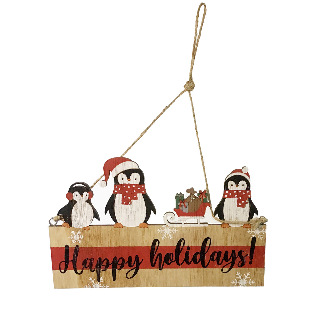 Happy Holidays Penguins Sign