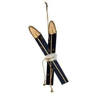 Blue Pair of Skis Hanging Decor