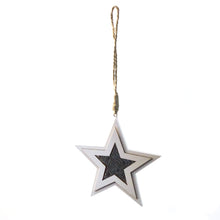 Load image into Gallery viewer, White Star w/Silver Sequins Ornament
