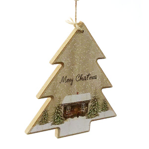 Merry Christmas W/Pinecone Ornament, 3 Asst