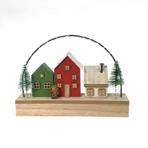 Three Houses with Trees LED Decor