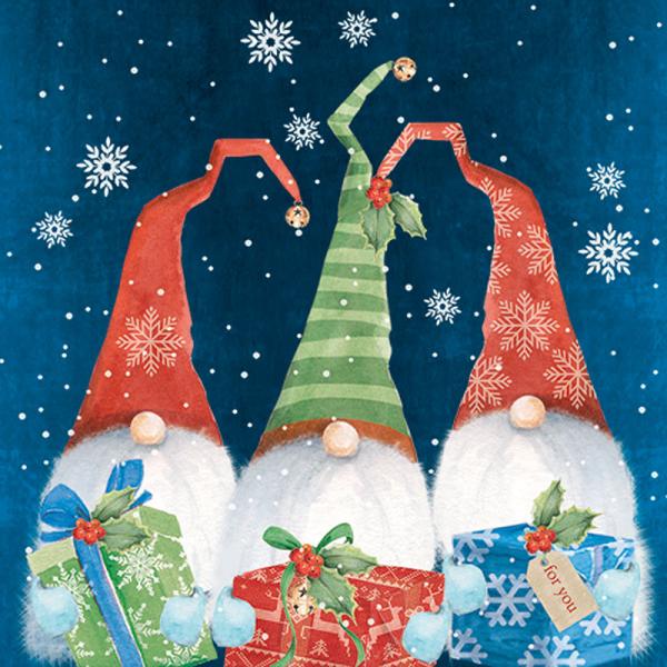 Three Xmas Gnomes with Presents Lunch Napkins