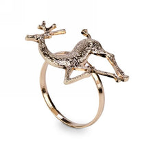 Load image into Gallery viewer, Gold Reindeer Napkin Ring, Set of 4
