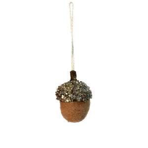 Hazelnut Ornament with Glitter, 3 Asst