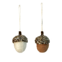 Load image into Gallery viewer, Hazelnut Ornament with Glitter, 3 Asst
