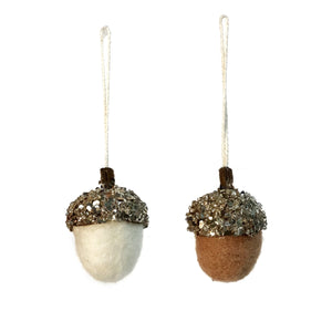 Hazelnut Ornament with Glitter, 3 Asst