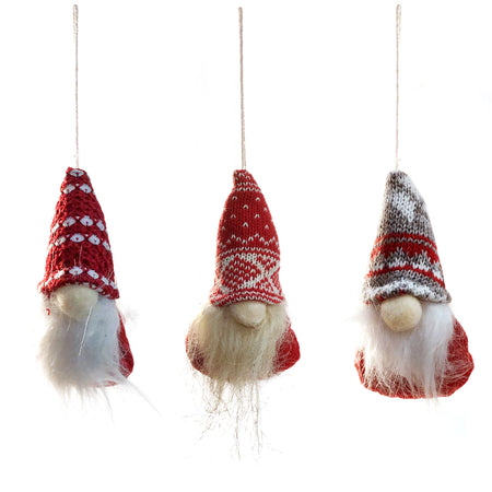 Red Gnome Ornament, 3 Asst