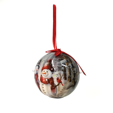 LED Two Snowmen Ball Ornament