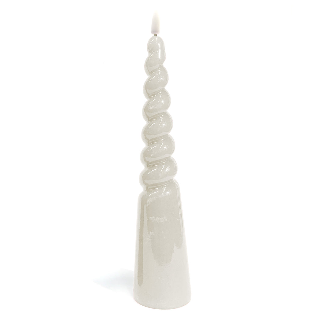 White Twisted LED Candle