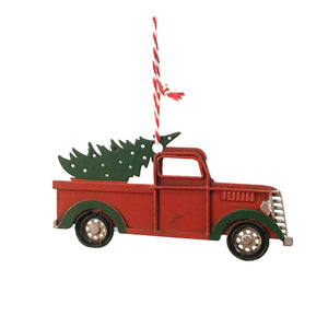 Red Metal Truck Ornament