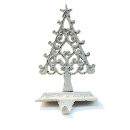 Ivory Metal Tree Stocking Holder