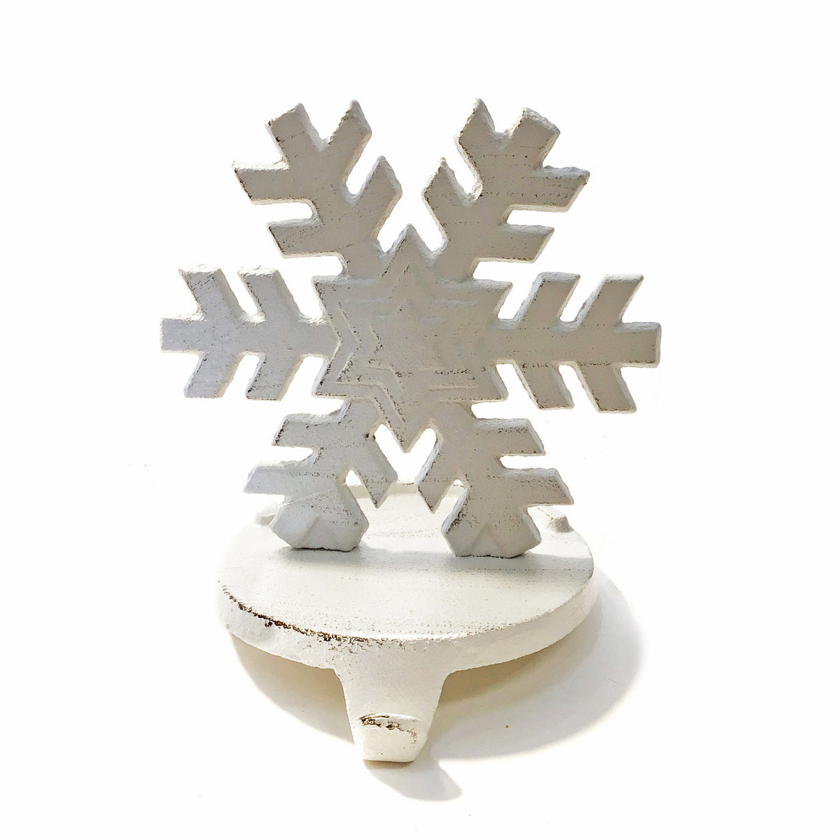 White Metal Snowflake Stocking Holder