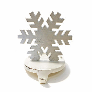 White Metal Snowflake Stocking Holder