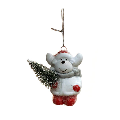 Christmas Figurine with Tree Ornament, 3 Asst