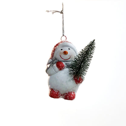 Christmas Figurine with Tree Ornament, 3 Asst