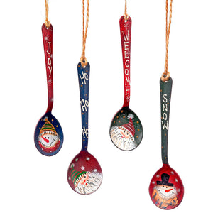 Metal Christmas Spoon Ornament, 4 Asst