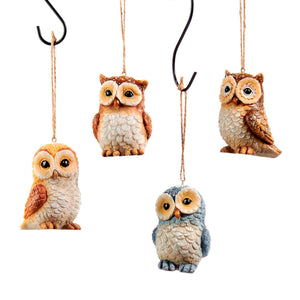 Resin Owl Ornament, 4 Asst