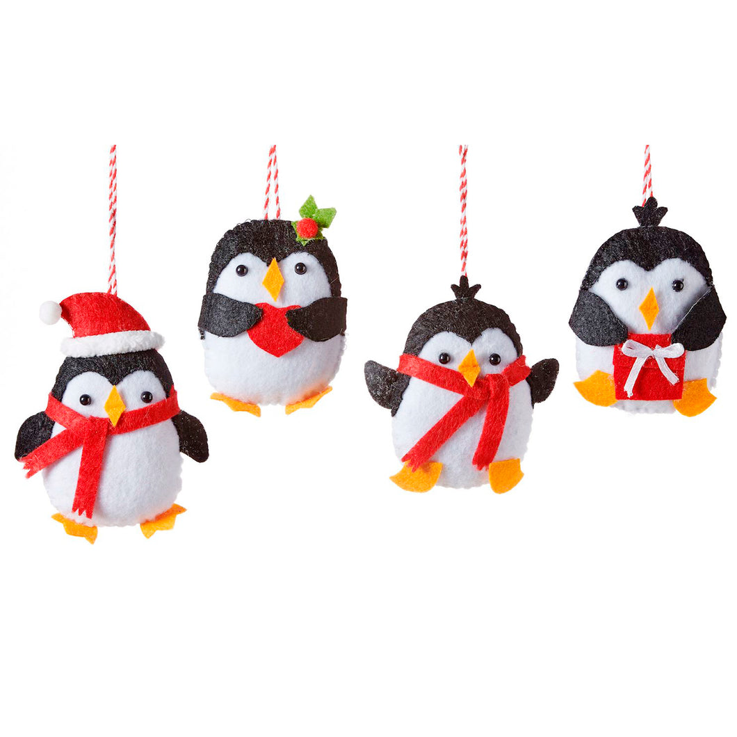 Felt Penguin Ornament, 4 Asst