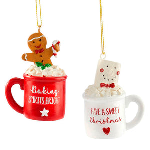 Marshmallow Mug Ornament, 2 Asst