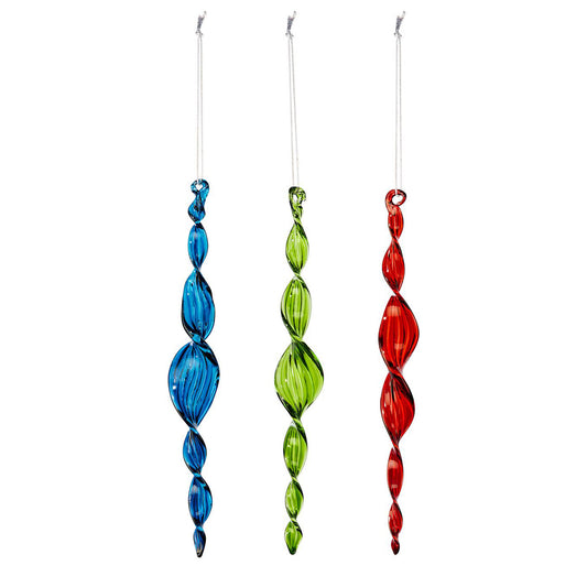 Twisted Glass Ornament, 3 Asst
