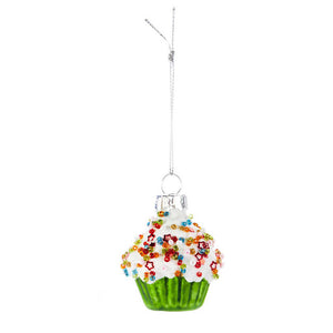 Glass Cupcake Ornament, 3 Asst