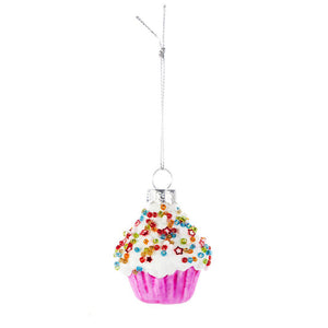 Glass Cupcake Ornament, 3 Asst