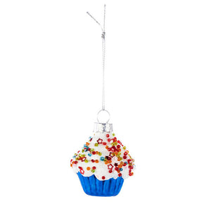 Glass Cupcake Ornament, 3 Asst