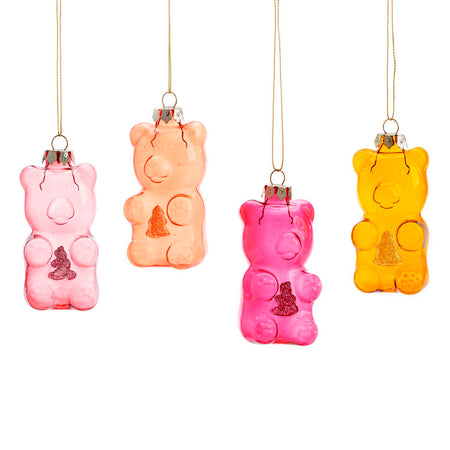 Glass Gummy Bear Ornament, 4 Asst