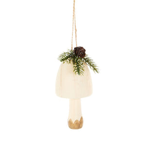 Wood Mushroom Ornament, 3 Asst