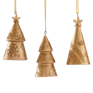 Gold Christmas Tree Ornament, 3 Asst