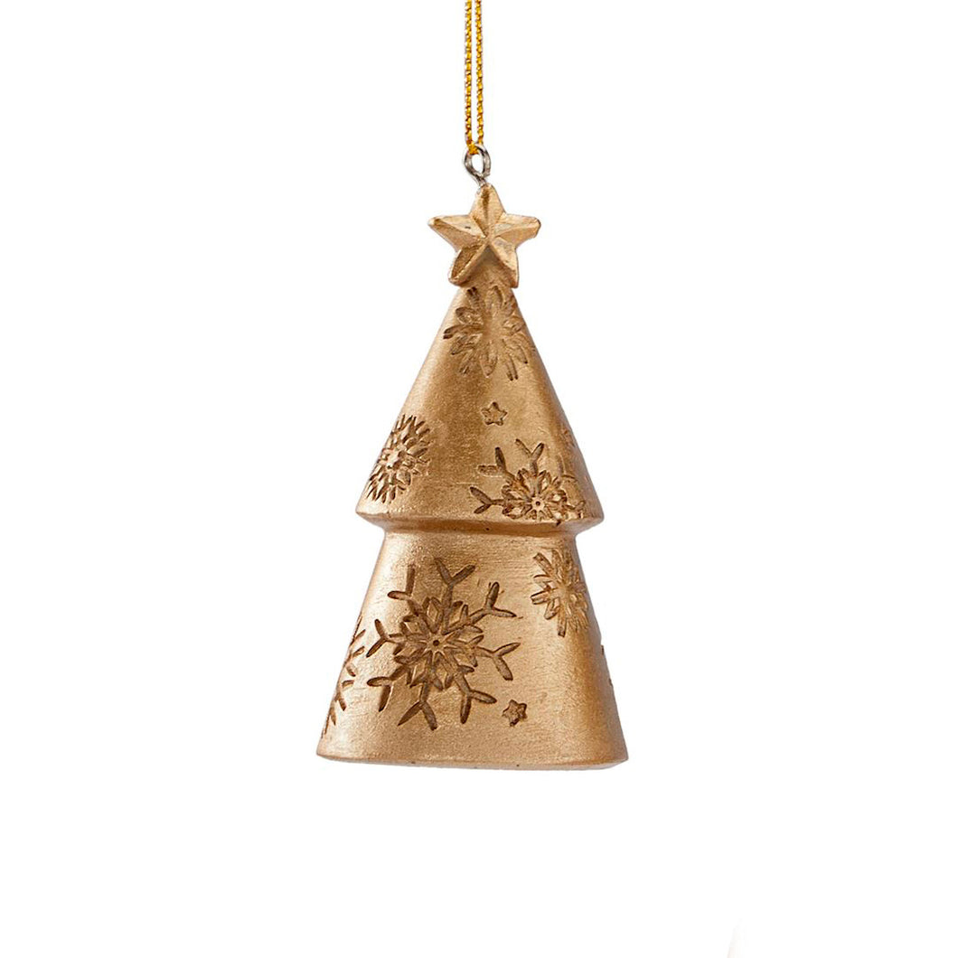 Gold Christmas Tree Ornament, 3 Asst