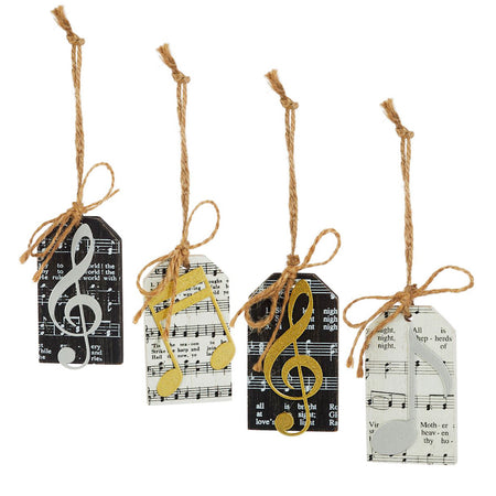 Musical Note Tag Ornament, 4 Asst