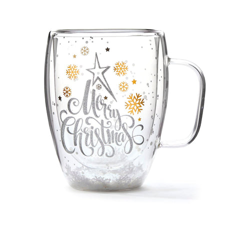 Clear Glass Merry Christmas Mug, 10oz