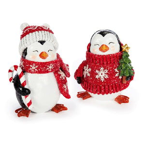 Christmas Penguin Figurine, 2 Asst