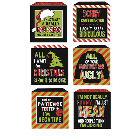 Grinch Christmas Wood Block, 6 Asst