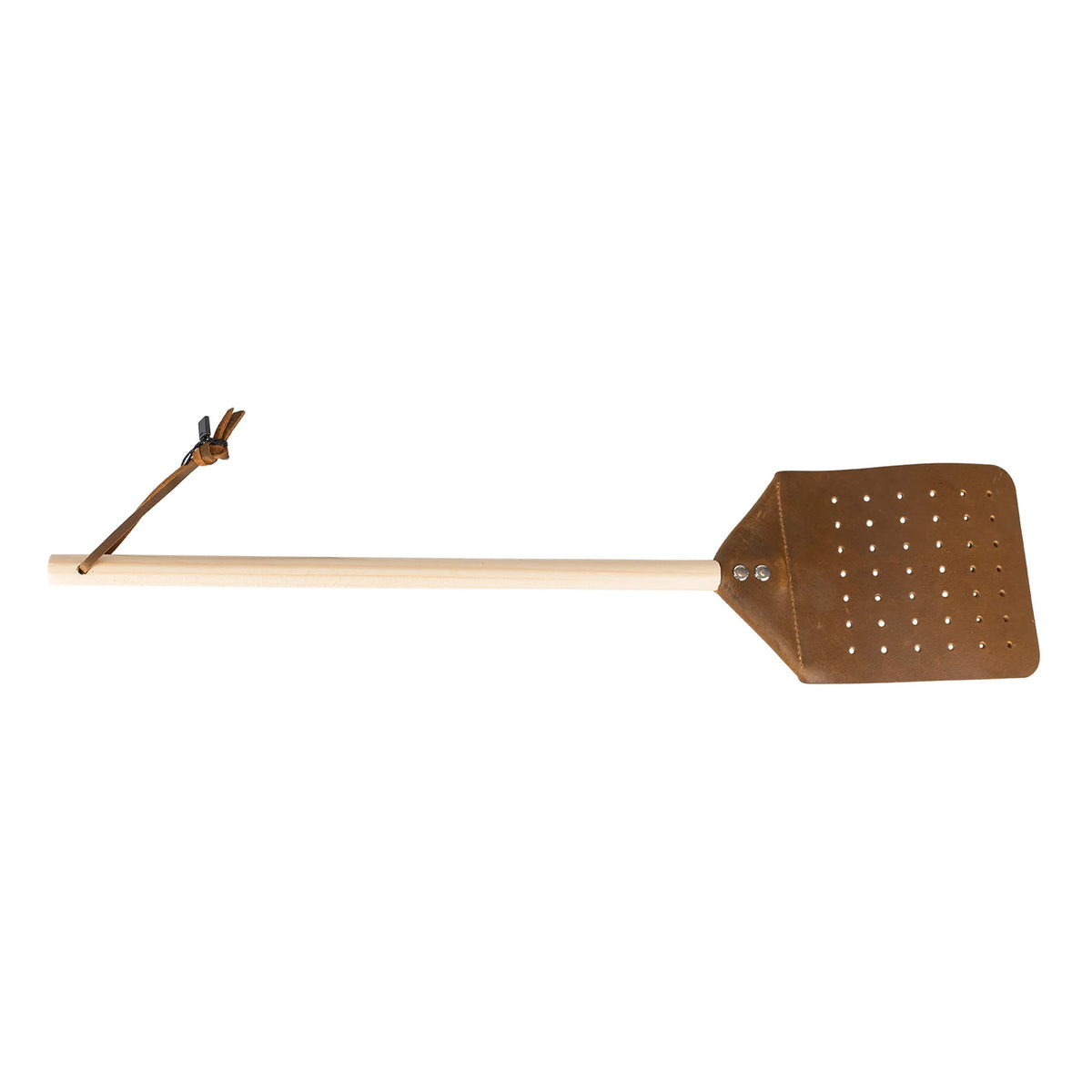 Mad Man Brn Leather Fly Swatter w/ Hardwood Handle