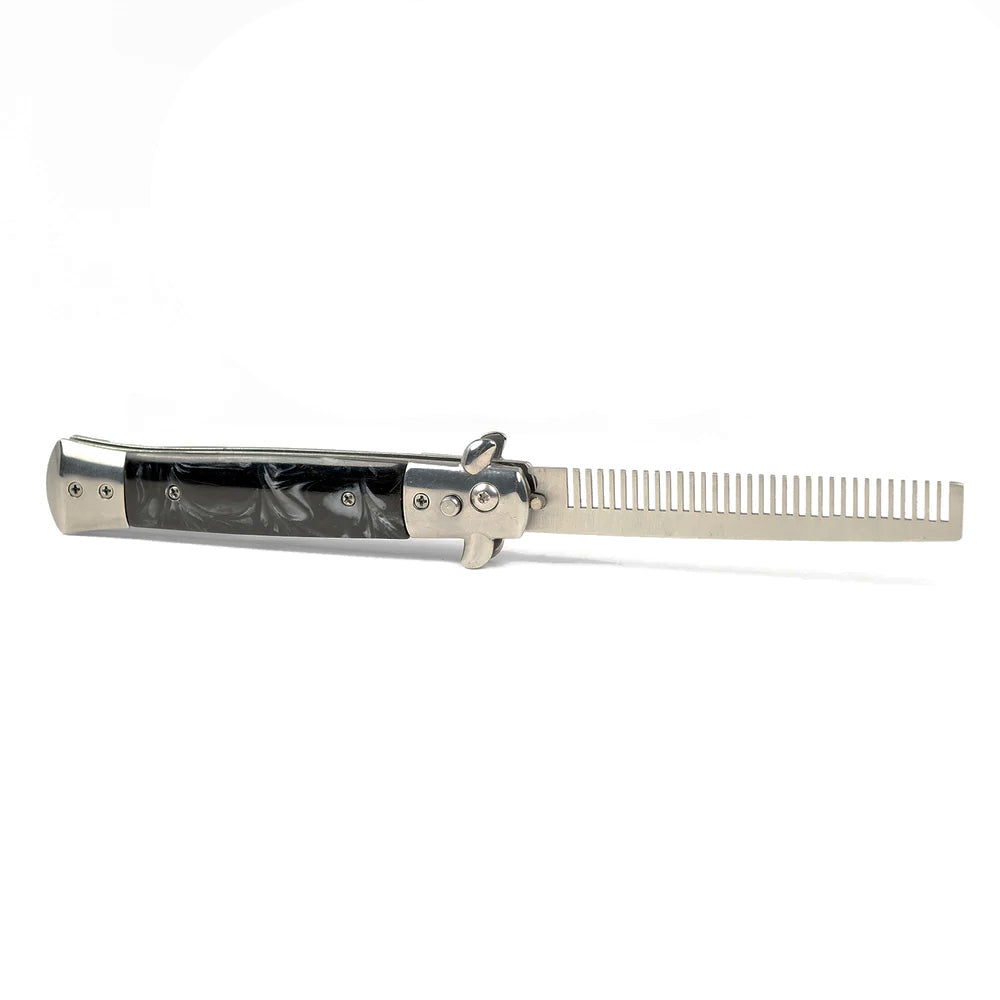 Mad Man Switch Blade Beard Comb, Black