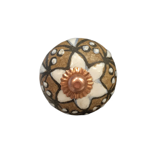 Tranquillo Furniture Knob, White Flower & Dots