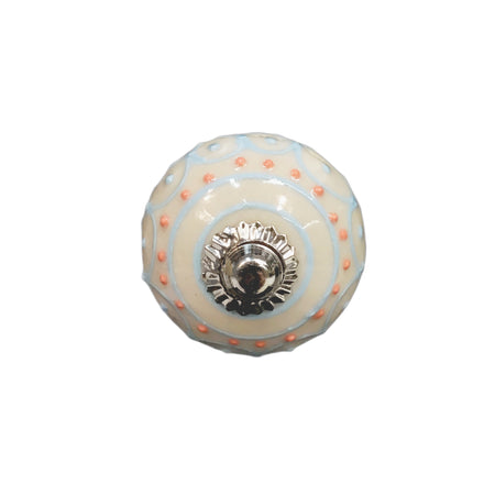 Tranquillo Furniture Knob, Wht Leaves/Orange Dots