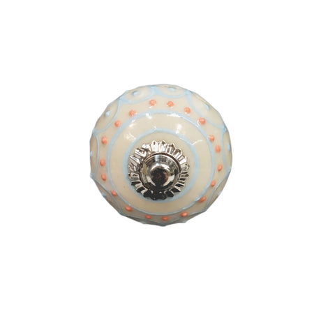 Tranquillo Furniture Knob, Wht Leaves/Orange Dots