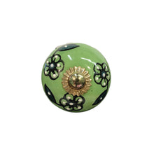 Load image into Gallery viewer, Tranquillo Furniture Knob, Green with Whte Flowers
