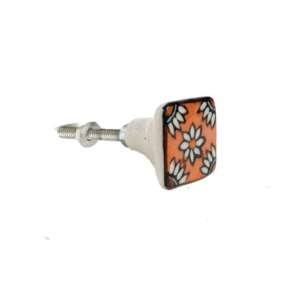 Tranquillo Furniture Knob, Orange Tile Square