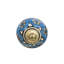 Load image into Gallery viewer, Tranquillo Furniture Knob, Blue w/White Flowers
