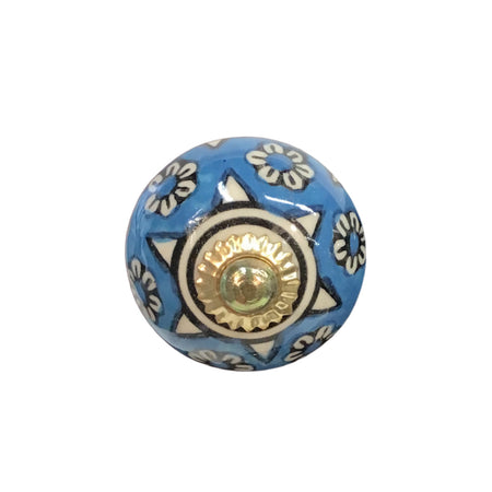 Tranquillo Furniture Knob, Blue w/White Flowers