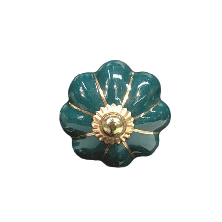 Tranquillo Furniture Knob, Dark Green w/Gold Lines